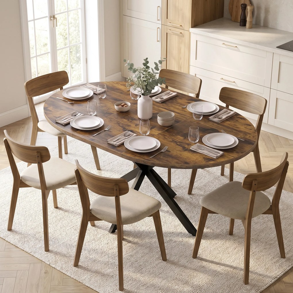 HOMCOM Masă de Sufragerie Extensibilă pentru 4-6 Persoane, 100-135cm, Maro Rustic | Aosom Romania