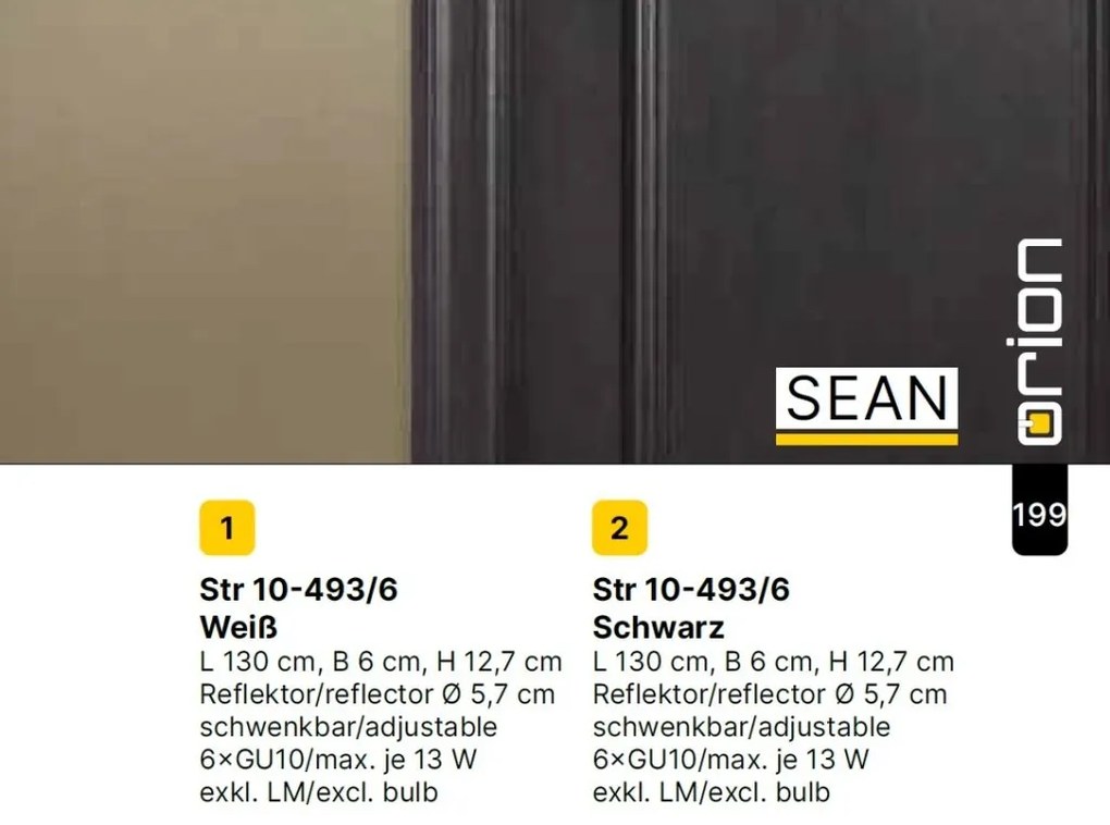 Plafoniera cu 6 Spoturi stil minimalist modern SEAN neagra