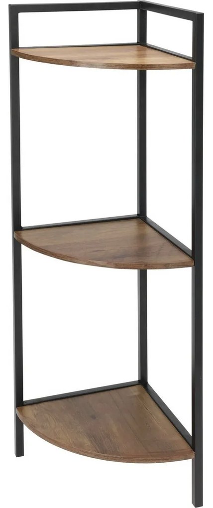 Dulap metalic de colț 3 rafturi MDF, 23,5 x 23,5 x76 cm