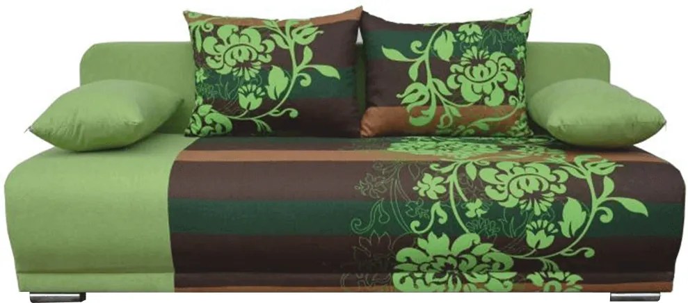 Canapea extensibilă, verde/maro/model flori, REMI NEW