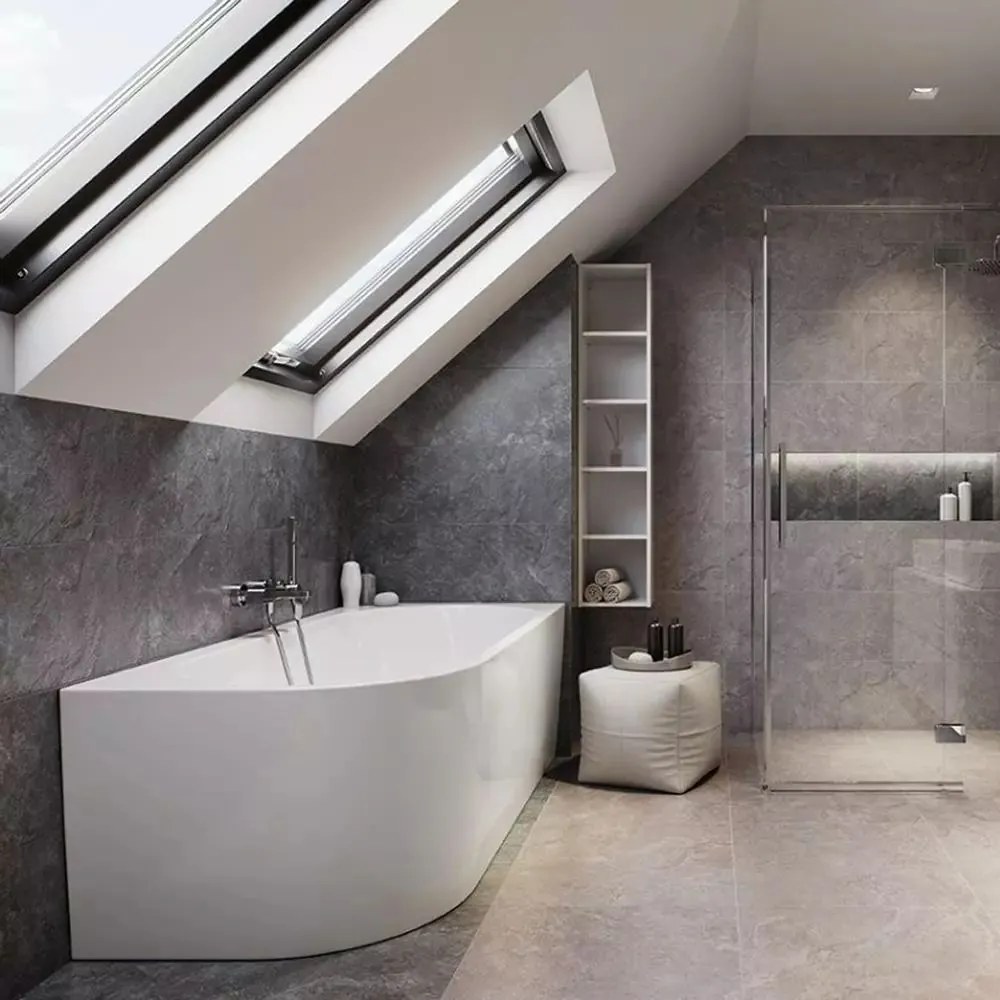 Cada freestanding Cersanit Crea 170x82 cm alb lucios cu montaj dreapta lipita de perete, BTW