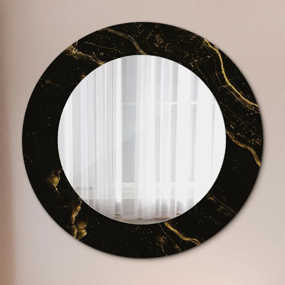 Oglinda cu decor rotunda Marmură neagră