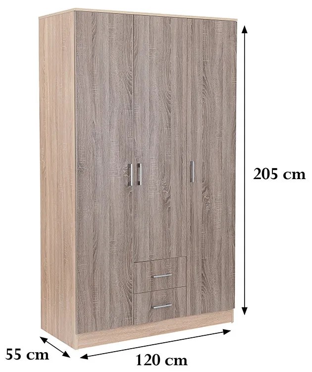 Dulap Miami 120x205 cm stejar York-stejar Sonoma