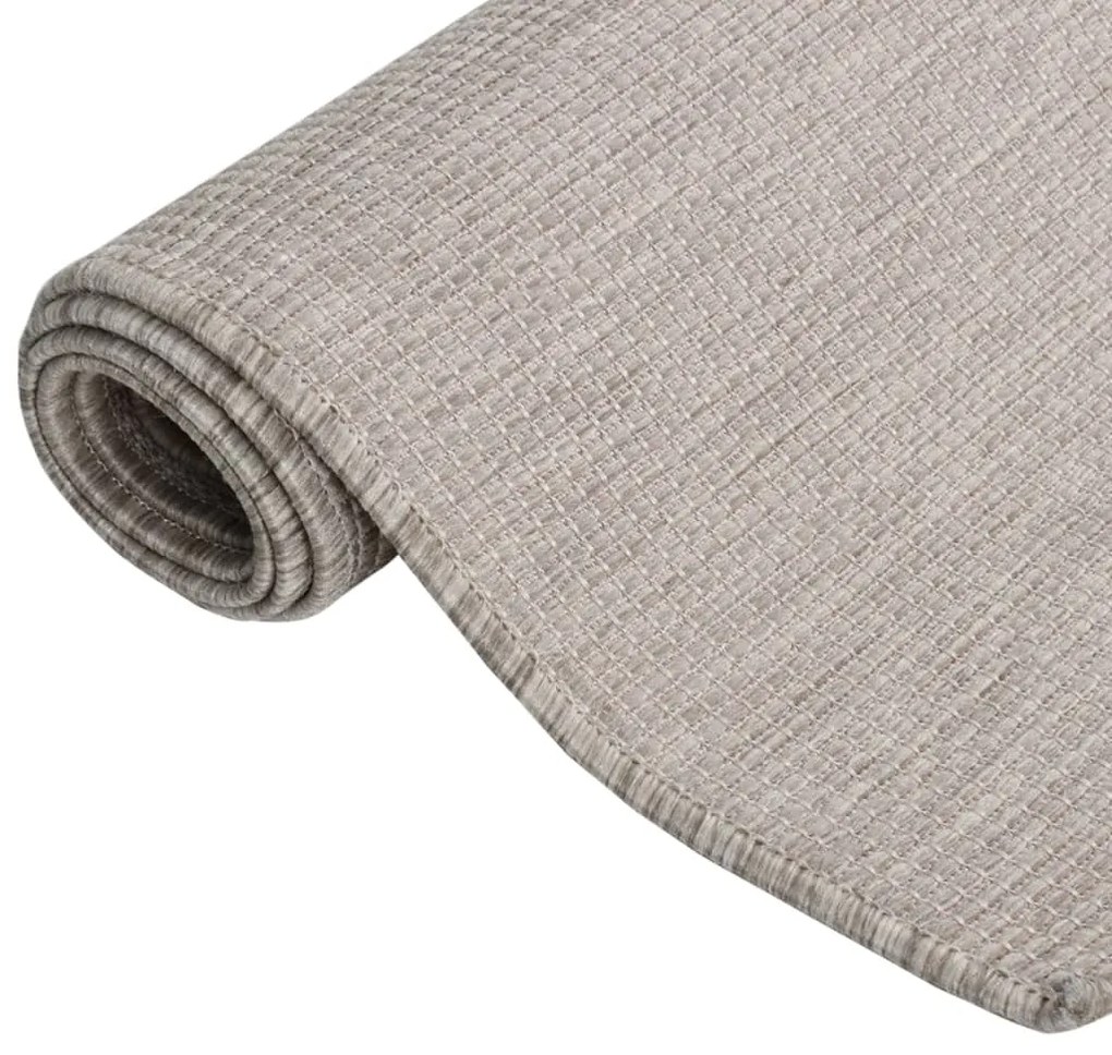 Covor de exterior, gri taupe, 100x200 cm, tesatura plata Gri taupe, 100 x 200 cm