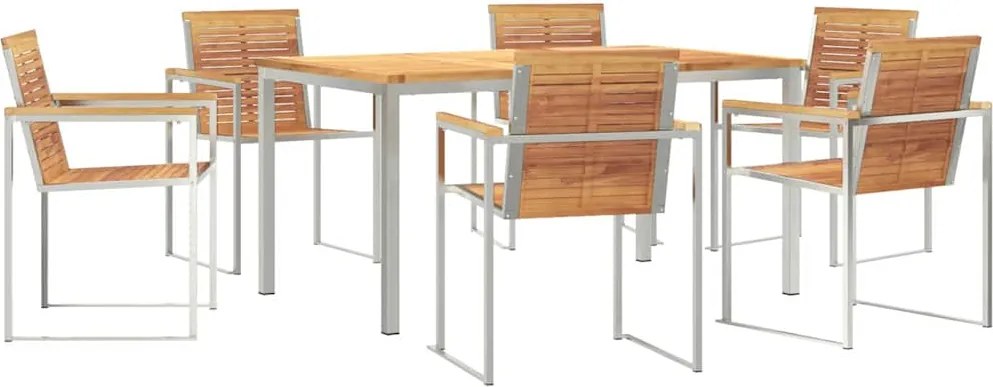 vidaXL Set de masă pentru grădină 7 pcs Maro Lemn solid de tec
