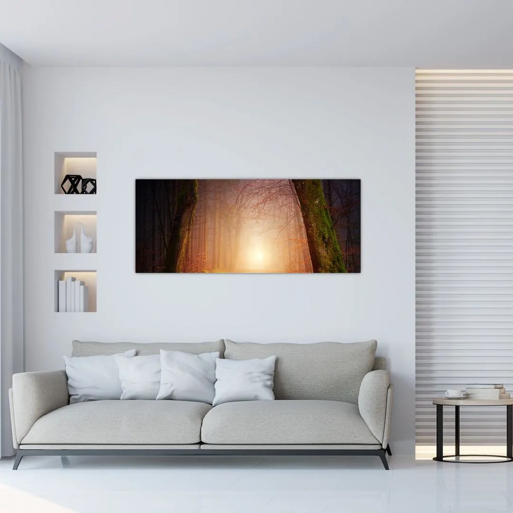 Tablou cu pădurea toamna în ceață (120x50 cm)