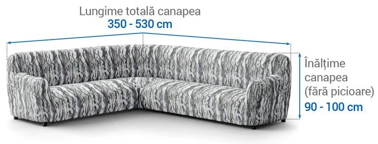 Huse bielastice OCEANO NOU gri-albăstrui colțar (l. 350 - 530 cm)