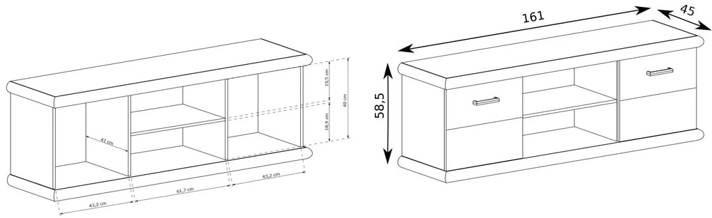 Masă TV/Dulap Kenny 11 (craft Alb + craft auriu). 1057836