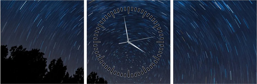 Tabloul cu cerul nocturn (cu ceas) (90x30 cm)