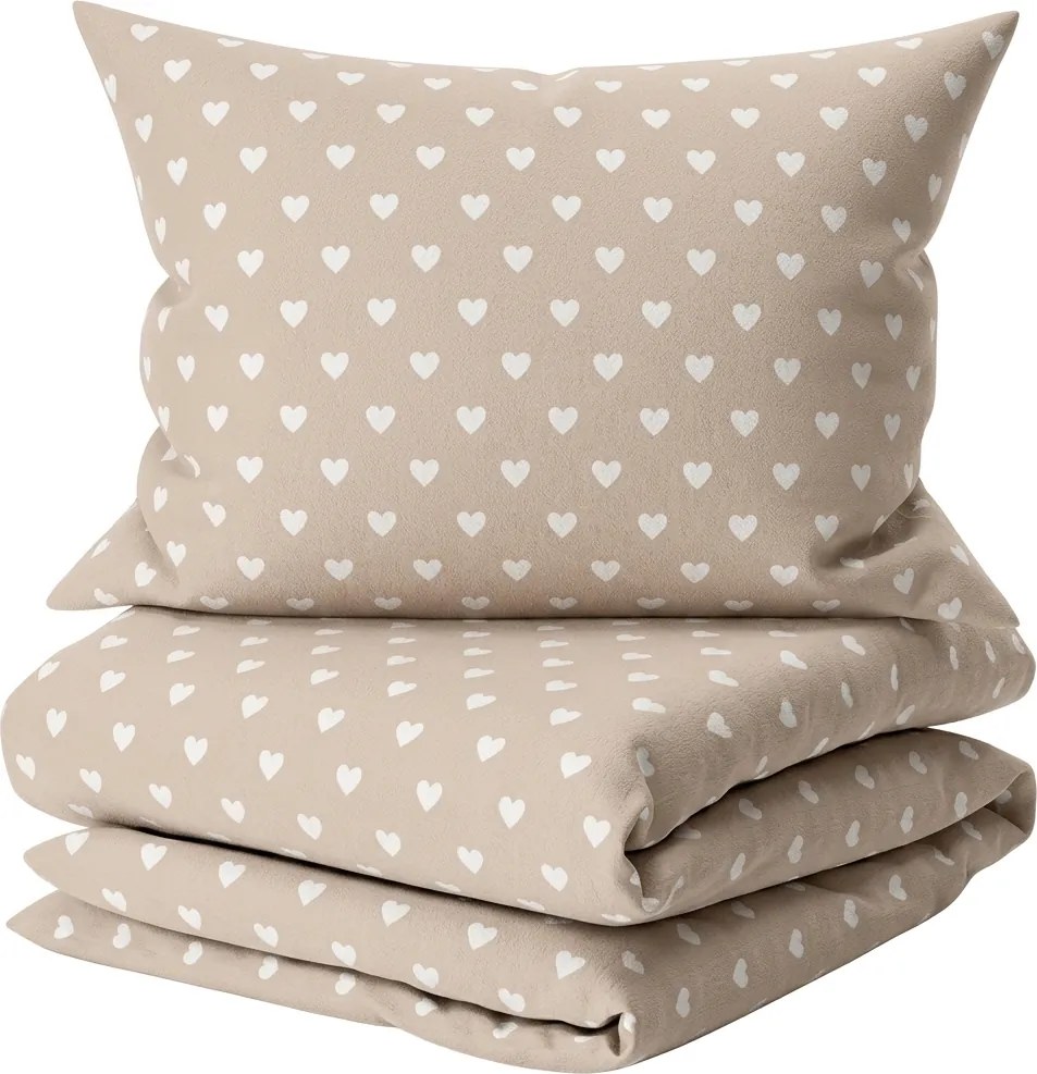 Set lenjerie de pat din polibumbac HEARTILO POLY bej + fata de perna 50 x 70 cm GRATUIT