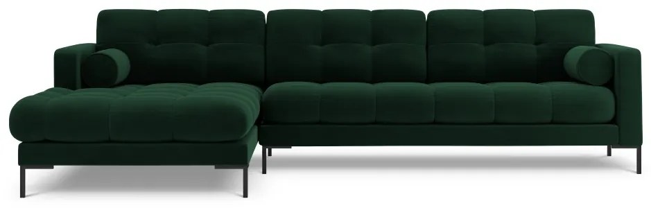 Colțar tapițat Bali, Verde/5 locuri/picioare negre/partea stângă/ L293 x l185 x h75