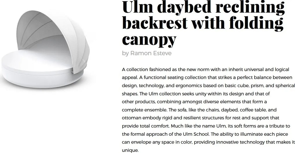 Pat de zi exterior cu spatar rabatabil si parasolar ULM