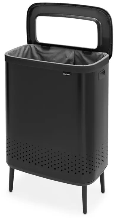 Cos de rufe Brabantia Bo 1004177, 2x45 L, Umplere fara deschidere, Orificii aerisire, Picioare reglabile, Negru