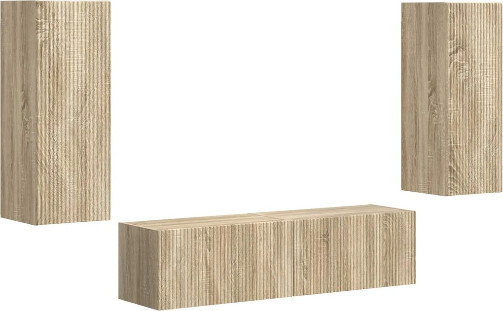 vidaXL Set comodă TV Pe perete 2 pcs Stejar Sonoma Lemn compozit