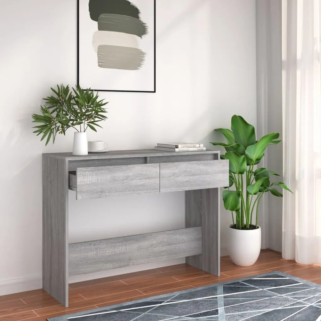 Masa consola, stejar sonoma gri, 100x35x76,5 cm, PAL