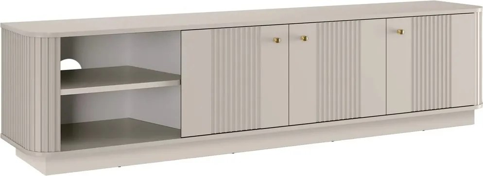Comodă TV Vesper 3D 187 cm pe plintă - cashmir cu mânere aurii