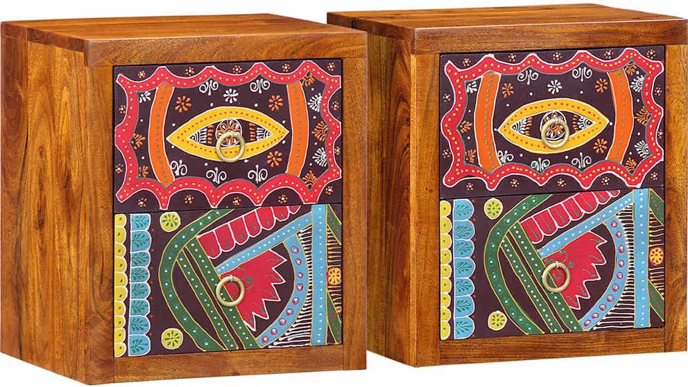 vidaXL Dulap de noapte 2 pcs Maro 35 x 30 x 40 cm Lemn Solid de Acacia