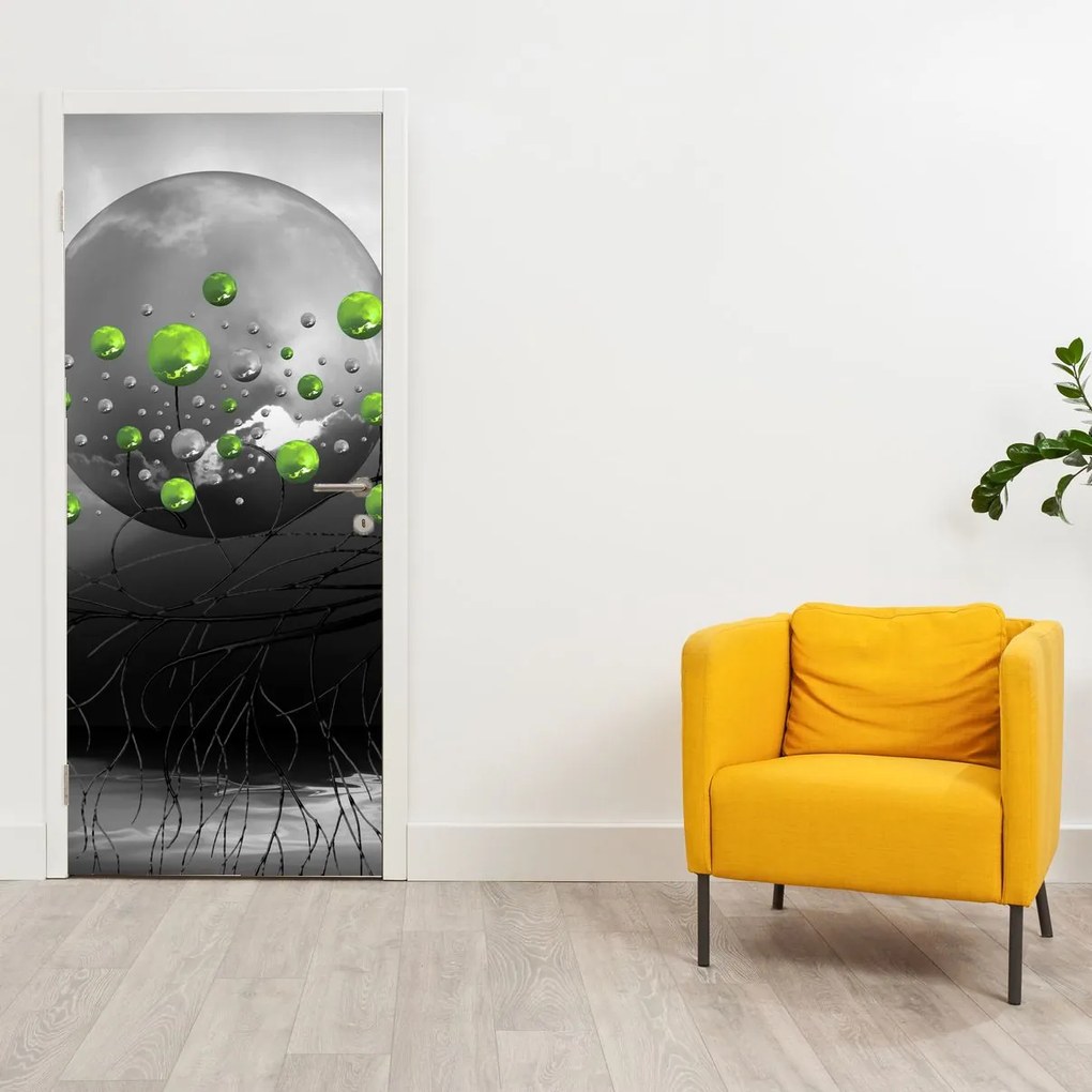 Fototapet pentru ușă - Sferă verde abstract (95x205cm)