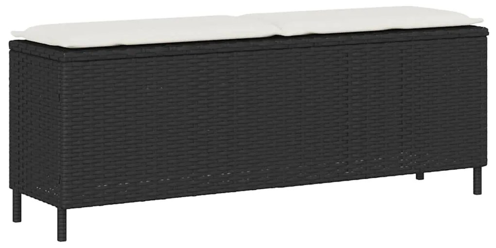 vidaXL Bancă de grădină cu pernă neagră 110x30x40,5 cm Poly Rattan