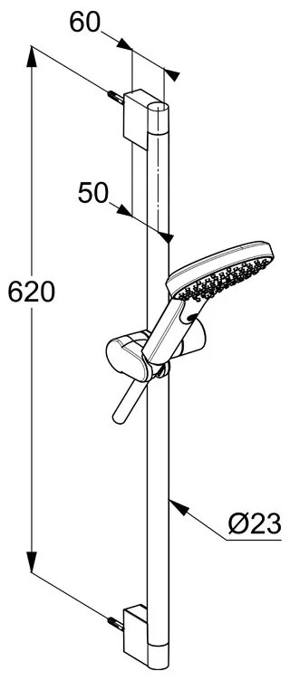 Set de dus, Kludi, xDive, cu para 1S, bara de 60cm si furtun de 160cm, crom