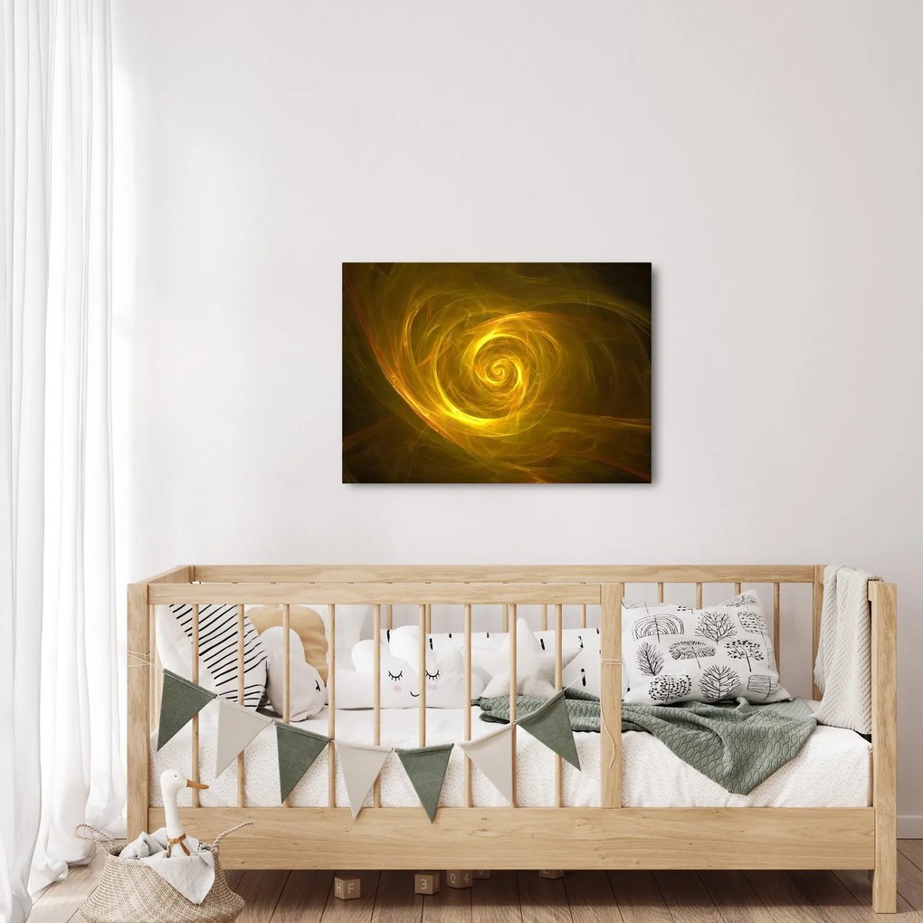 Tabloul cu spirala abstractă în galben (70x50 cm)