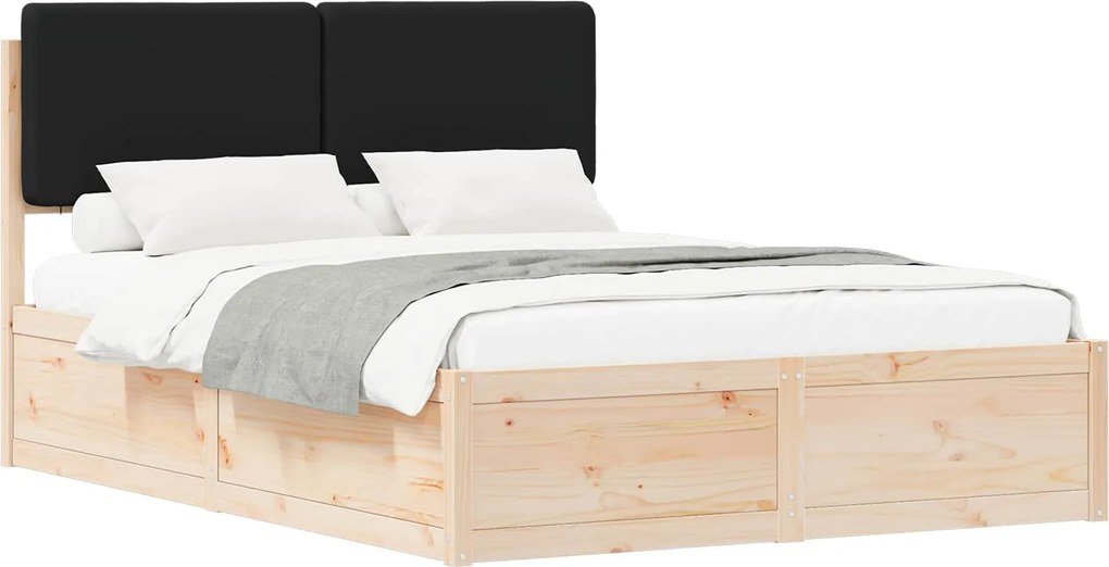 vidaXL Cadru de pat cu tăblie tapițată cu headboard Negru 160 x 200 cm