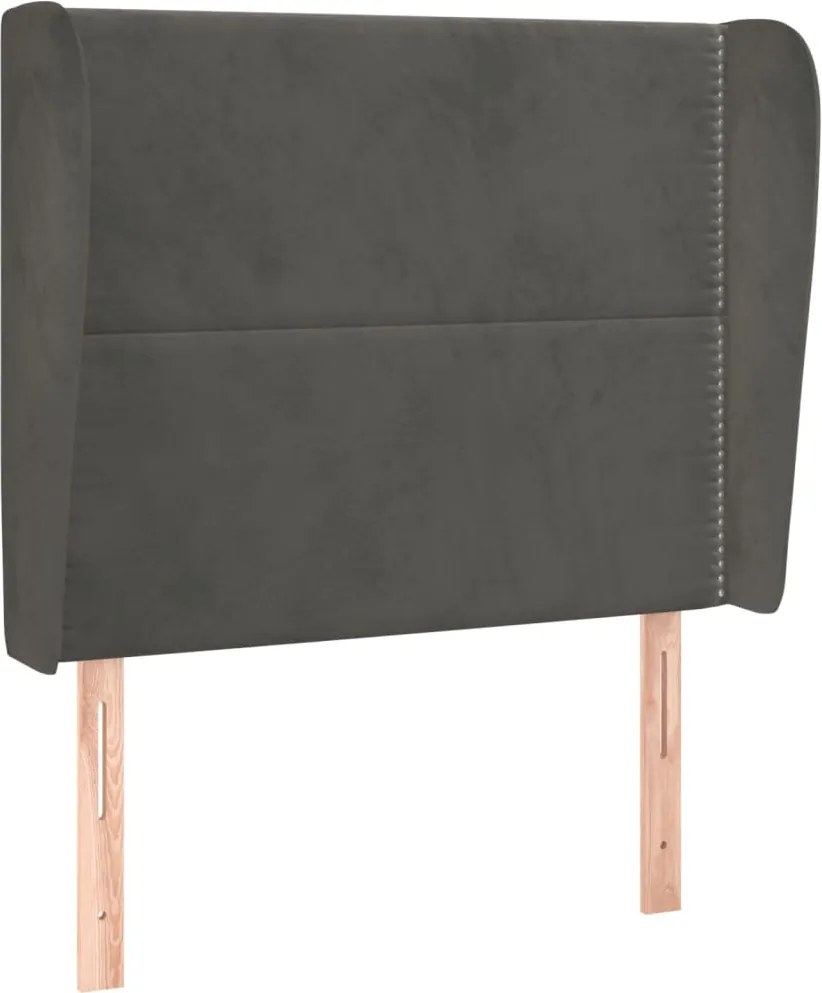vidaXL Tăblie de pat cu aripioare gri închis 83x23x118/128 cm catifea