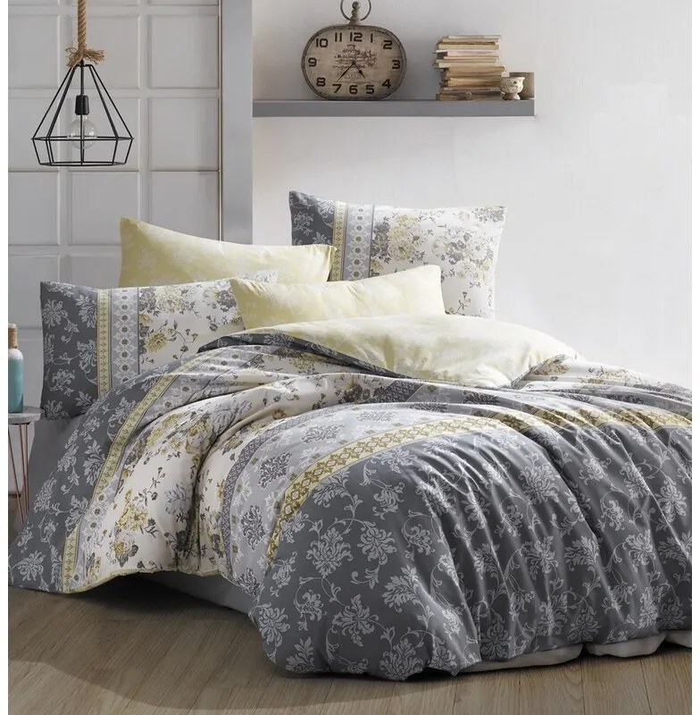 BedTex Lenjerie de pat din bumbac Vera gri, 220 x200 cm, 2 bucăți 70 x 90 cm