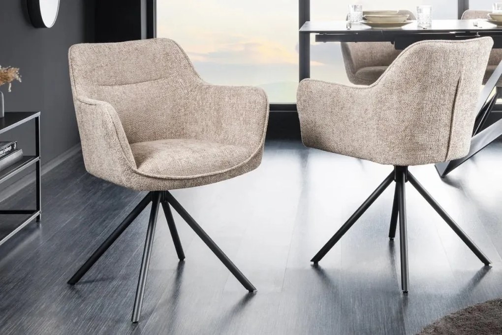 Set de 2 scaune pivotante Verona, sampanie bej