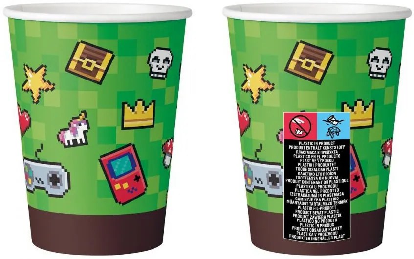 Gamer Game On Set Pahare de hârtie 6 buc. 200 ml