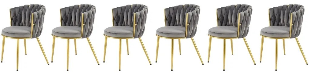 Set 6 scaune K517 velvet gri/auriu