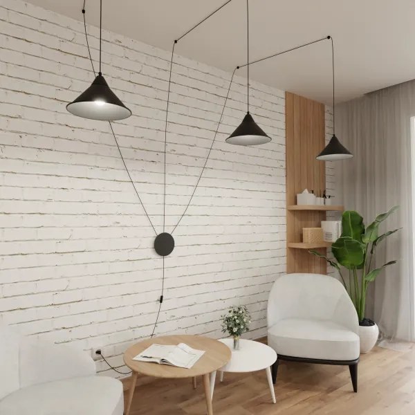 Lustră pe cablu ABRAMO 3xE27/15W/230V negru