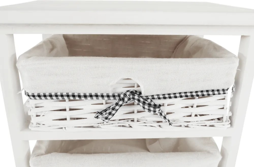 Comodă, 3 coşuri, alb antichizat, RUBY 3