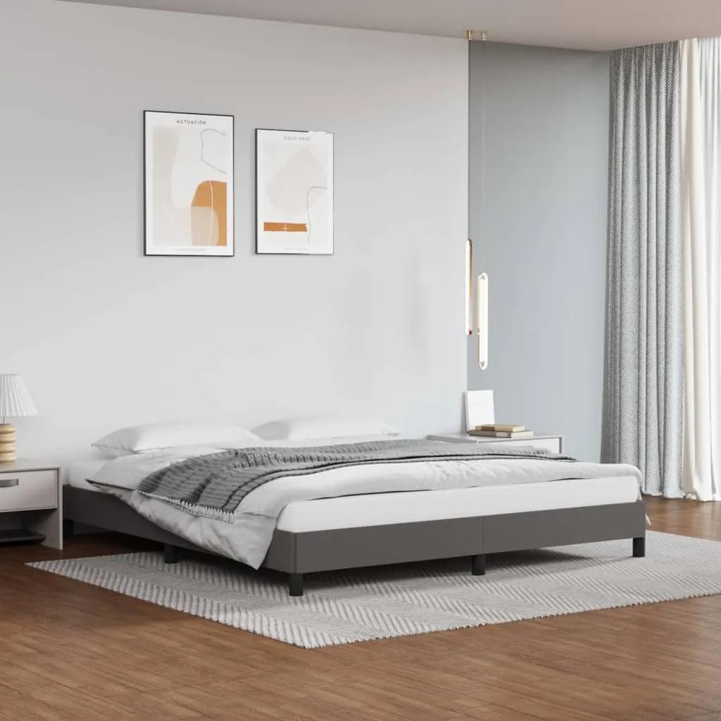 346914 vidaXL Cadru de pat, gri, 160x200 cm, piele ecologică