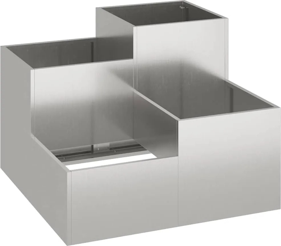 vidaXL Vază pentru Grădină Argintiu 80 x 80 x 60 cm Oțel inoxidabil