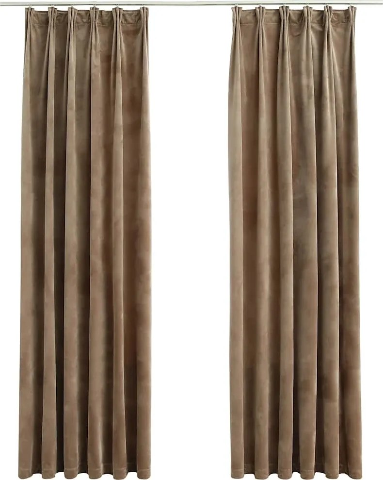 vidaXL Draperii opace, 2 buc., bej, 140x225 cm, catifea, cu cârlige