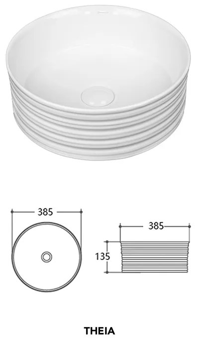 Lavoar pe blat Fluminia, Theia, rotund, diametru 38.5 cm, alb