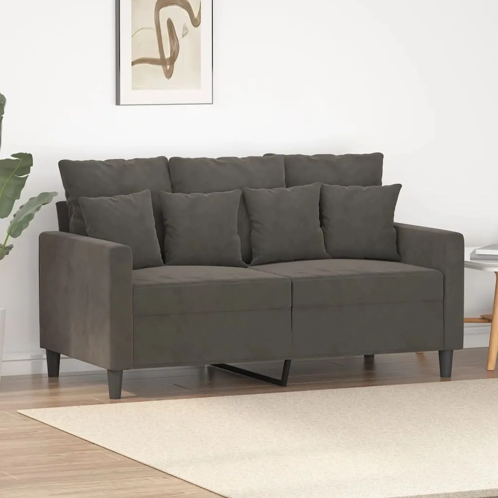 348866 vidaXL Canapea cu 2 locuri, gri închis, 120 cm, catifea
