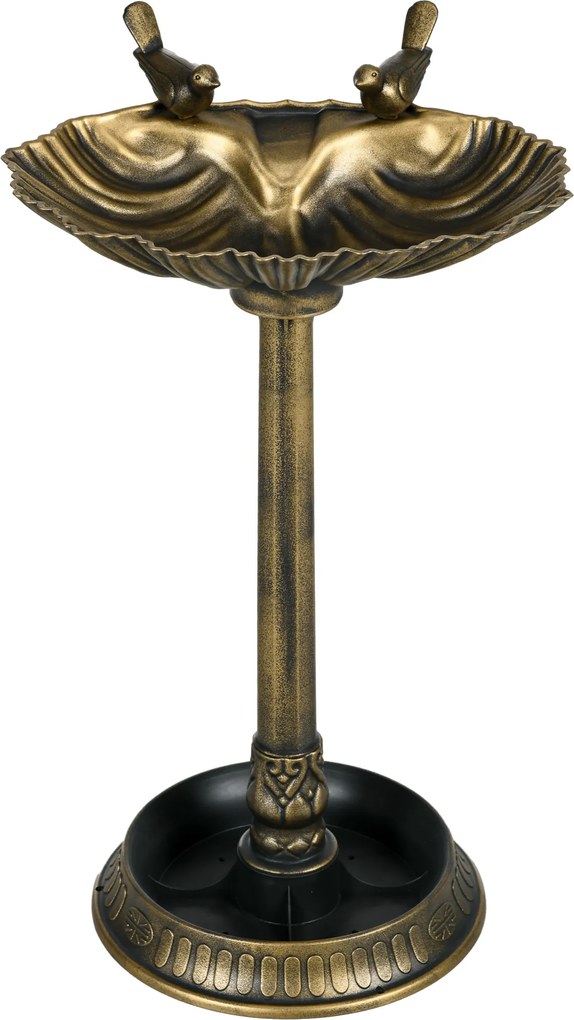 Outsunny Baie pentru păsări de grădină exterior 81 cm cu design în formă de scoică și finisaj patinat, ușoară și rezistentă, bronz | Aosom Romania