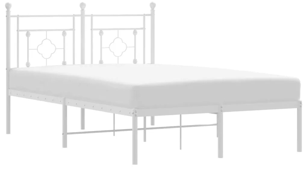 374385 vidaXL Cadru de pat metalic cu tăblie, alb, 120x190 cm