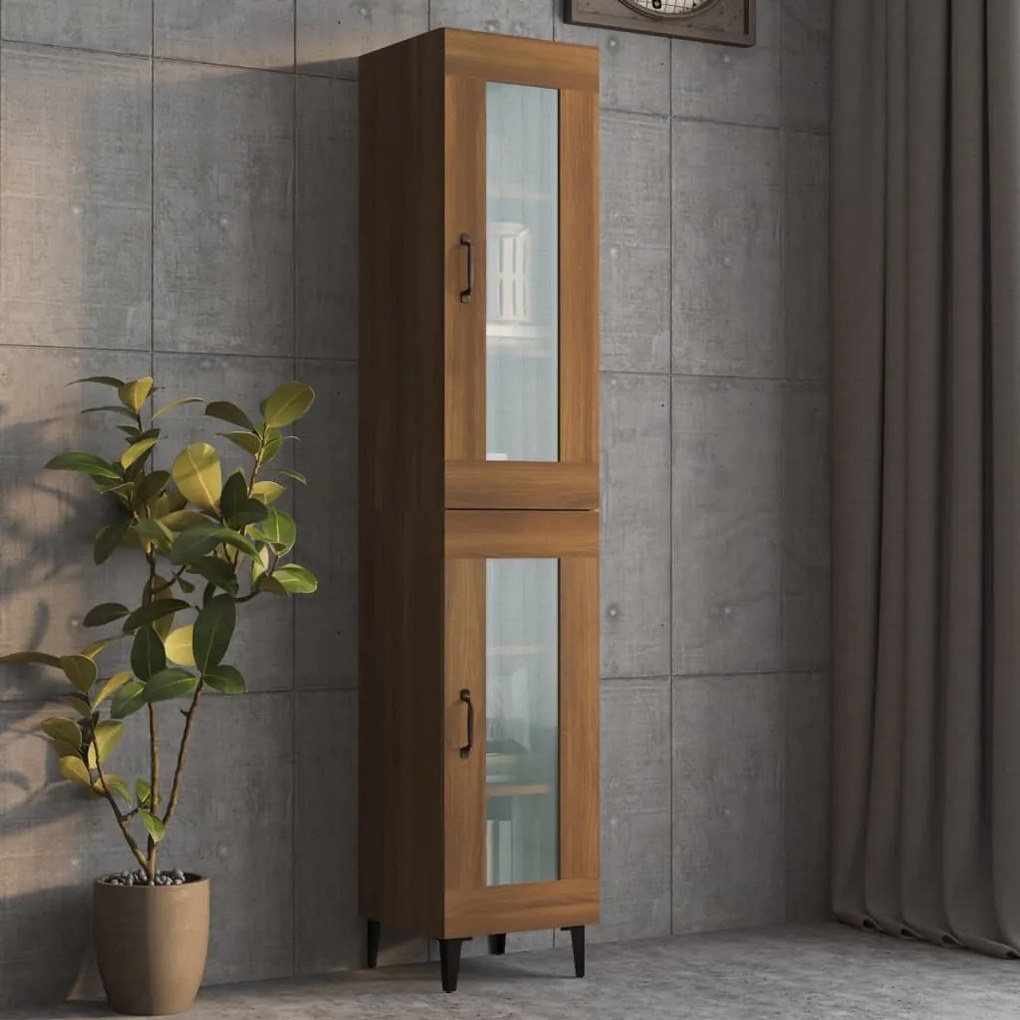 3115419 vidaXL Dulap înalt, stejar maro, 34,5x34x180 cm, lemn prelucrat