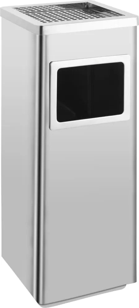 vidaXL Coș de gunoi cu scrumieră, pentru hotel, oțel inoxidabil, 36 L