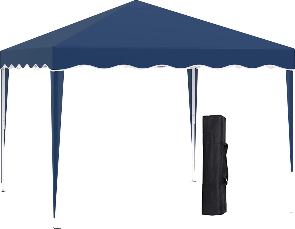 Outsunny pavilion pliant 3 x 3 m, cort de grădină pliabil, reglabil pe înălțime, cu geantă de transport, protecție UV, oțel, material Oxford, albastru | Aosom Romania