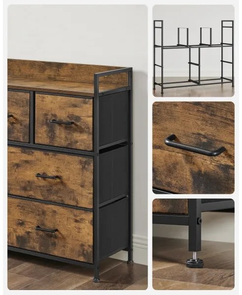 Comodă cu sertare KIRA, maro/negru