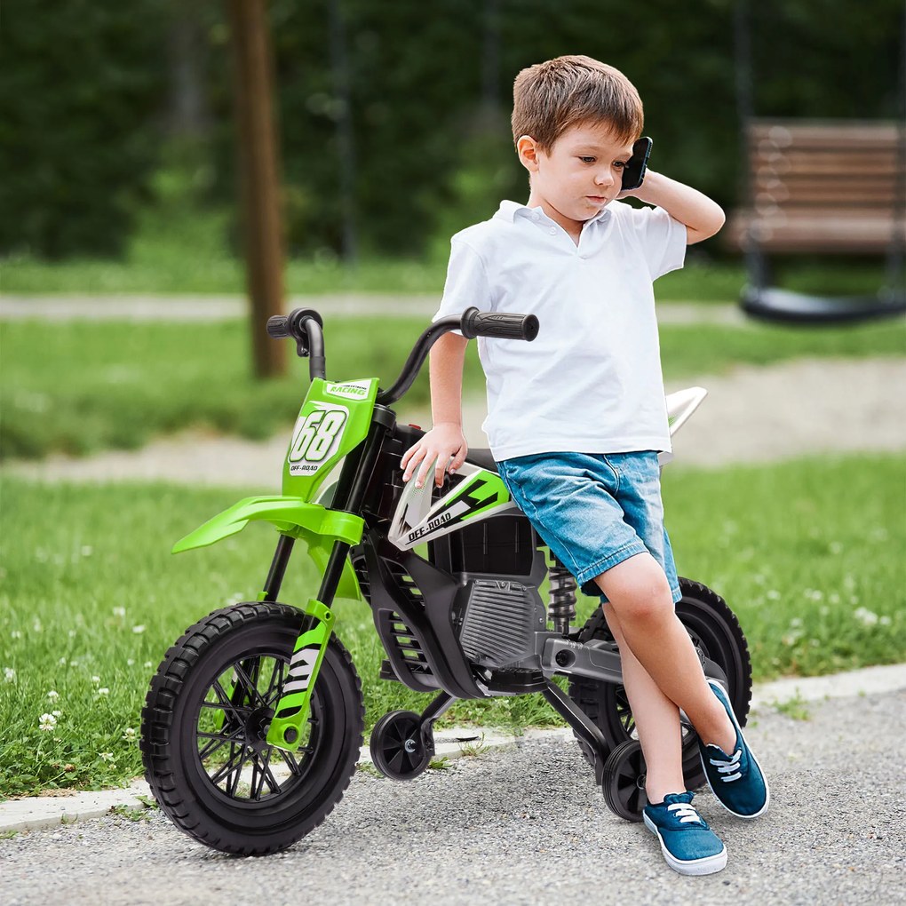 AIYAPLAY Motocicleta Electrică Copii pentru copii 3-6 ani cu 2 motoare, 2.4-5 km/h, 107x56x70 cm, verde | Aosom Romania