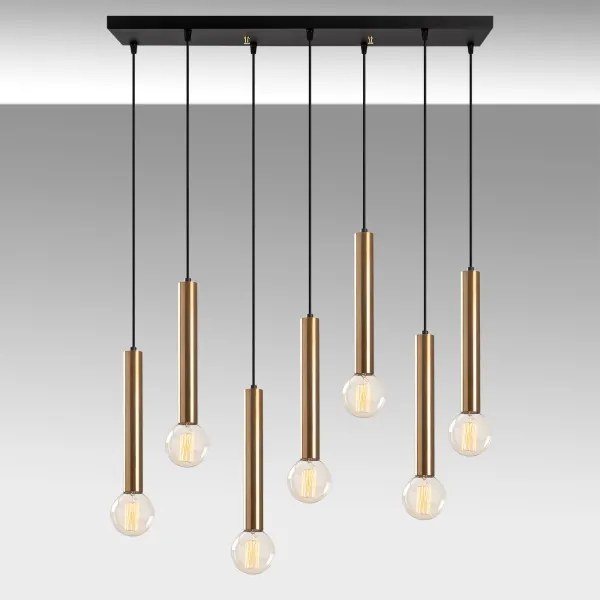 Candelabru suspendat cu cablu TEMPO 7xE27/40W/230V, auriu