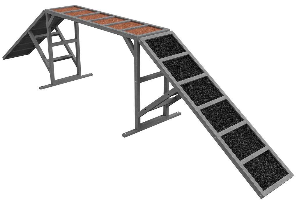 PawHut Rampă de agilitate pentru câini, echipament de agilitate pentru câini, bare de siguranță, suprafață antiderapantă 325x55x69 cm gri | Aosom Romania