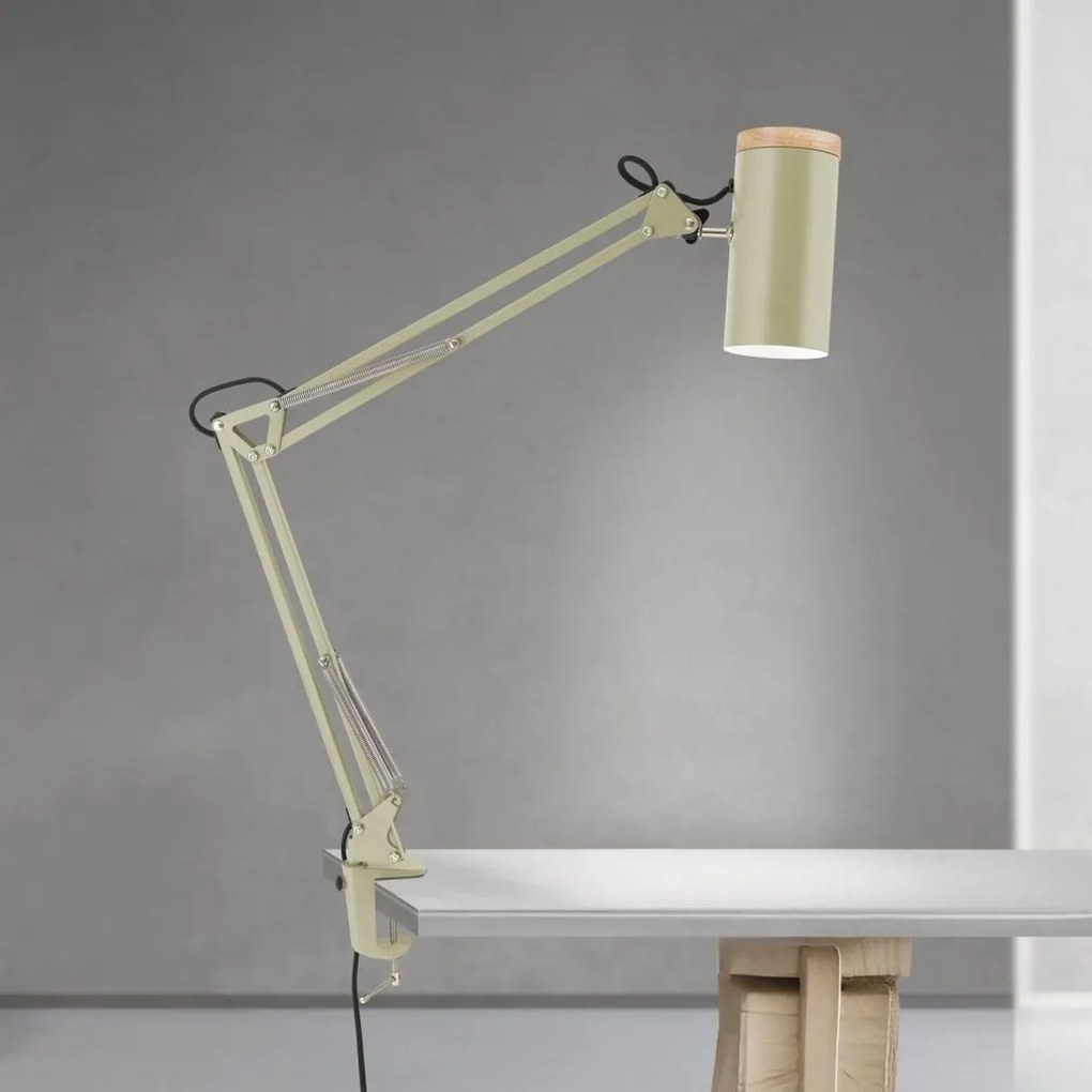 Lampa cu brat articulat si sistem de prindere masa, Gili verde deschis