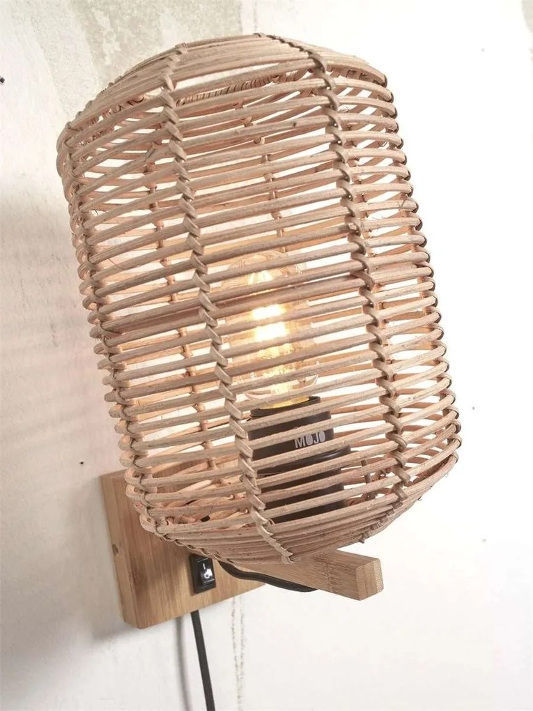 Aplica de perete eco din ratan Tanami tube S, nat