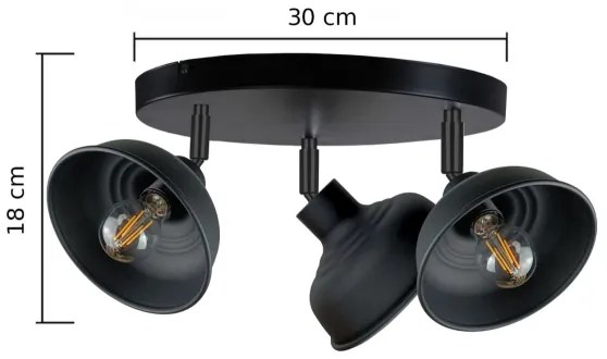 Spot FAUN 3xE27/60W/230V negru